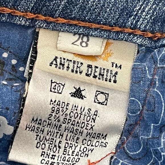 Antik Denim Boho Flare Leg Topstitched Mid-Rise Jeans Sz 28 - Picture 5 of 10